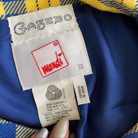 🍁Bright yellow Checkered Wool Jacket - Picture 13 of 13